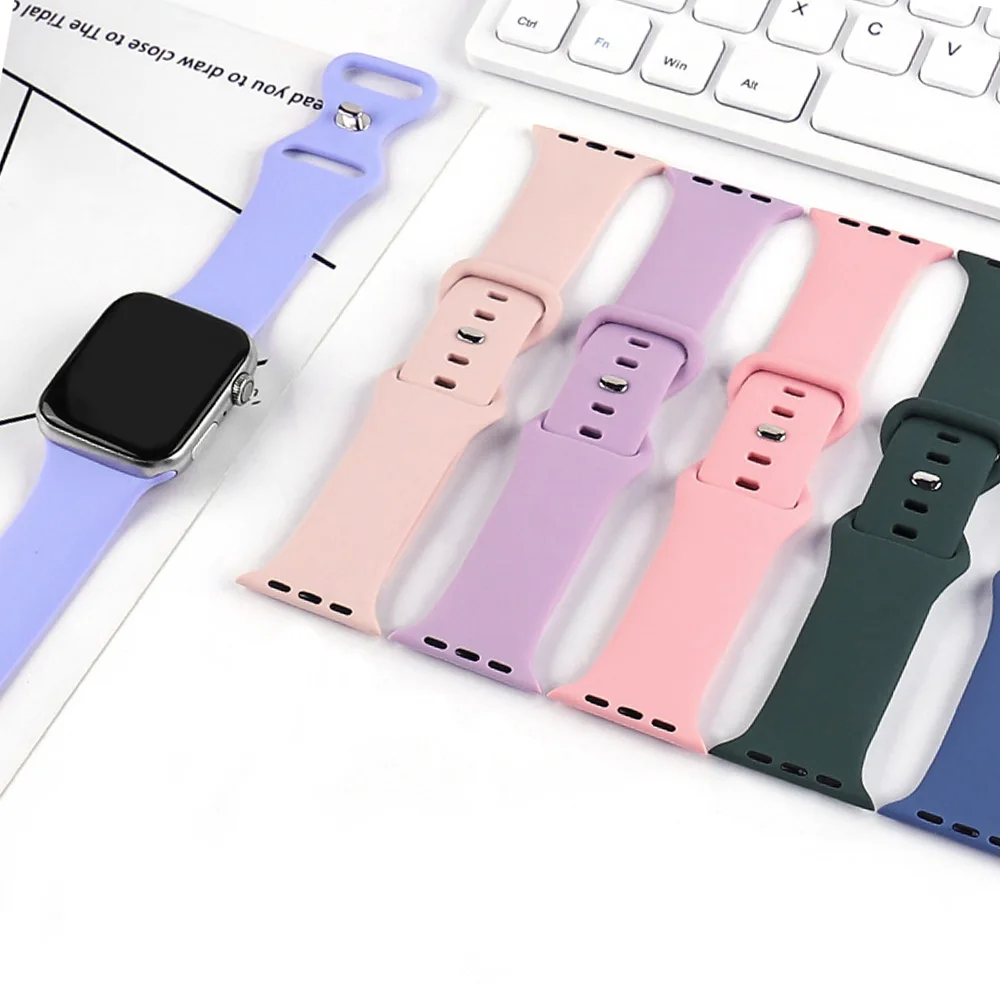 Ремешок силиконовый спортивный для Apple Watch Series 5 4 3 2 1 6 Se резиновый браслет