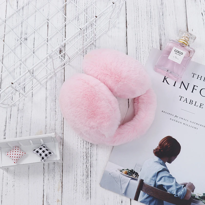 pink Qearlstar теплые наушники с искусственным кроличьим мехом для женщин, мужчин, детей, девочек и мальчиков, теплый чехол для ушей, милые аксессуары, чехол для ушей DW38 - Цвет: pink