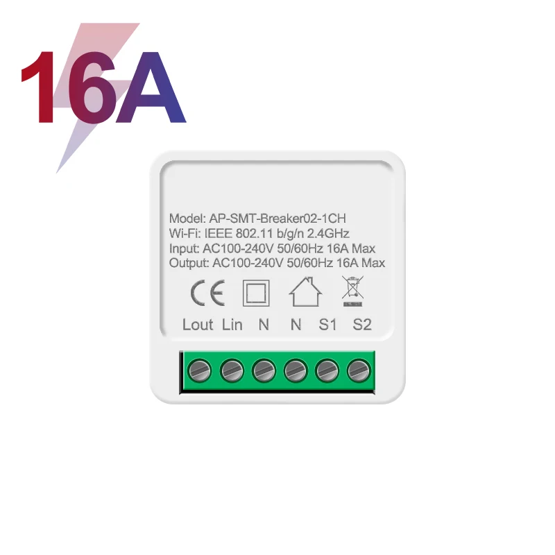 

16A Mini Smart Wi-Fi DIY Switch поддерживает двухстороннее управление, универсальный модуль умного дома, работает с приложением Alexa Google Home Smart Life