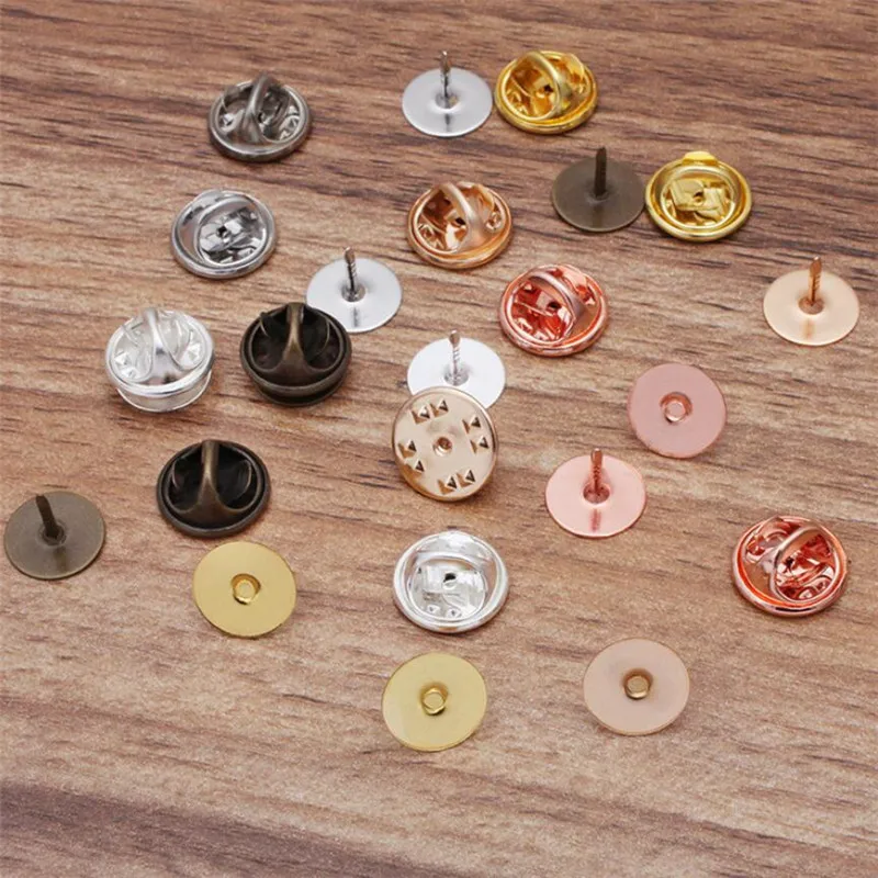 

50pcs brooch settings Pin Black Butterfly Rubber Pin Clutch Keepers Silver Tie Tacks Blank Pins for DIY Brooch Jewelry Findings