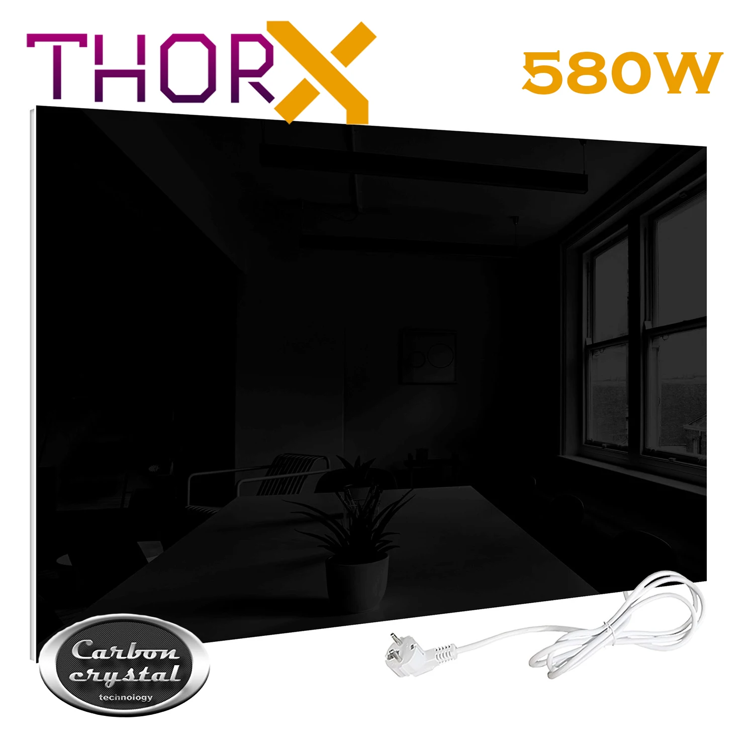 ThorX A580-M A580-B A580-M инфракрасный обогреватель панели 580 Вт, зеркальная поверхность/черное стекло/Белое стекло углерода с украшением в виде кристаллов технологии