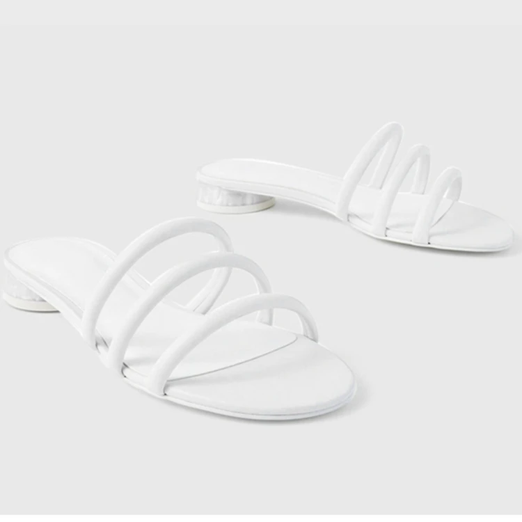 

Low Female Shoes Slippers Women Summer Med Luxury Slides Square heel 2021 Soft Designer Flat Block Rome Rubber Concise Scandals