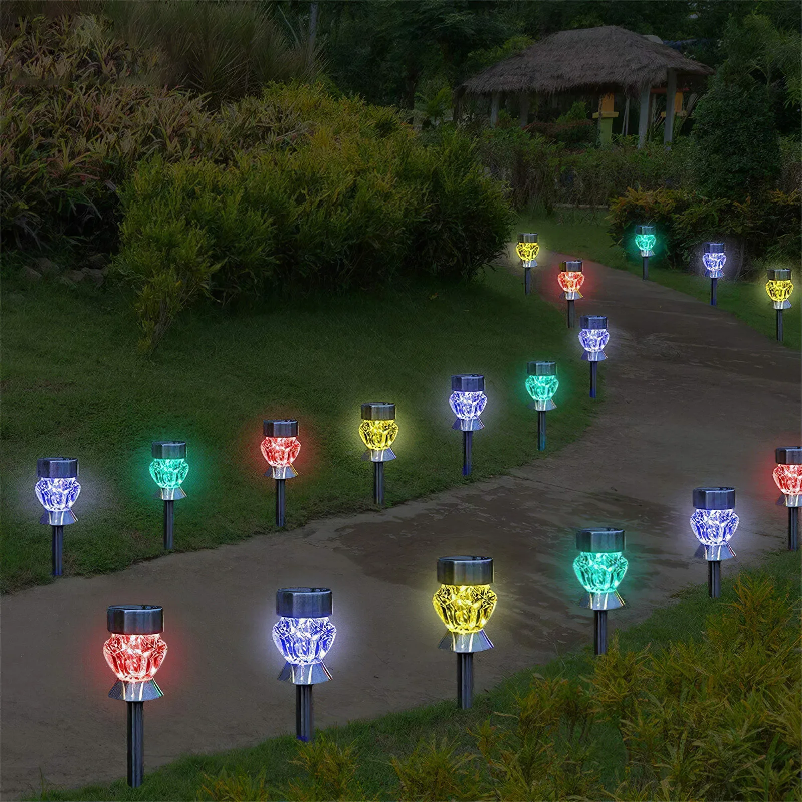 4 шт. садовый светильник на солнечной батарее в форме бриллианта уличный