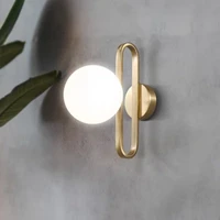 modern matte golden wall mount holder wall lamp with frosted ball glass shade g9 led 7w bulb for bedroom bedside wall sconce