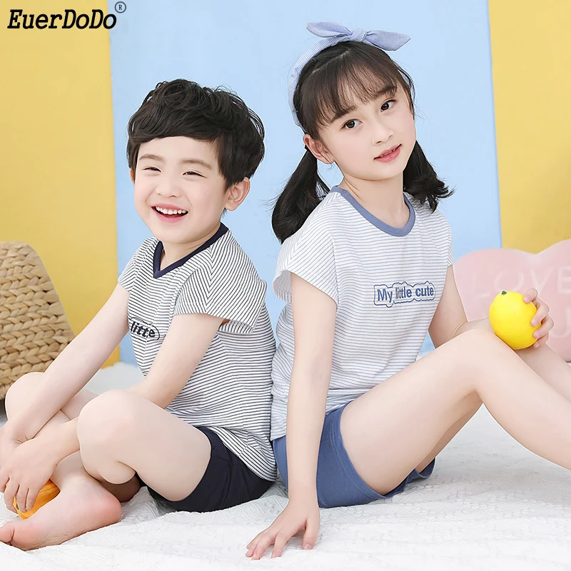 

Kids Summer Clothes Cotton Clothing Set For Children Boy Girl T Shirt + Shorts 2pcs Suit Boys Girls Set Child Pajamas 3-12Y