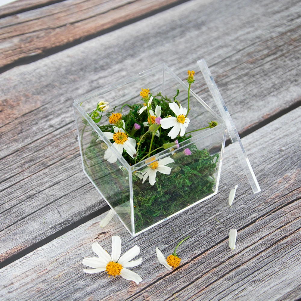 Прозрачная акриловая коробка для обручальных колец на заказ имя и дата обложке