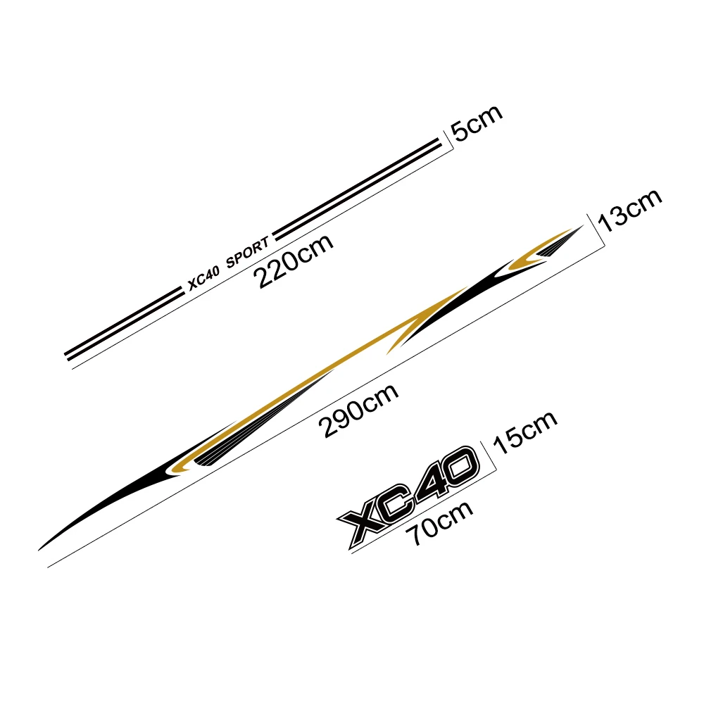 

For Volvo XC40 XC60 XC90 Car Door Side Decor PVC Stickers Vinyl Car Styling Side Stripes Skirt Decals Wraps Body Accessories