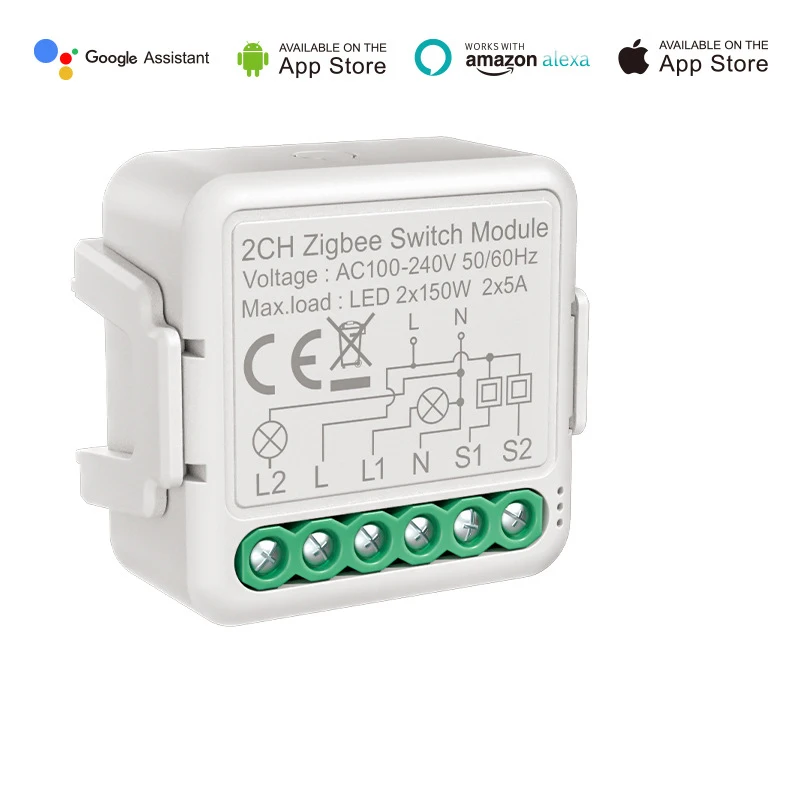 

Tuya ZigBee 3.0 Smart Switch Relay With Neutral 1/2/3 Gang Wireless Light Switch Module Voice Control for Google Home Alexa Echo