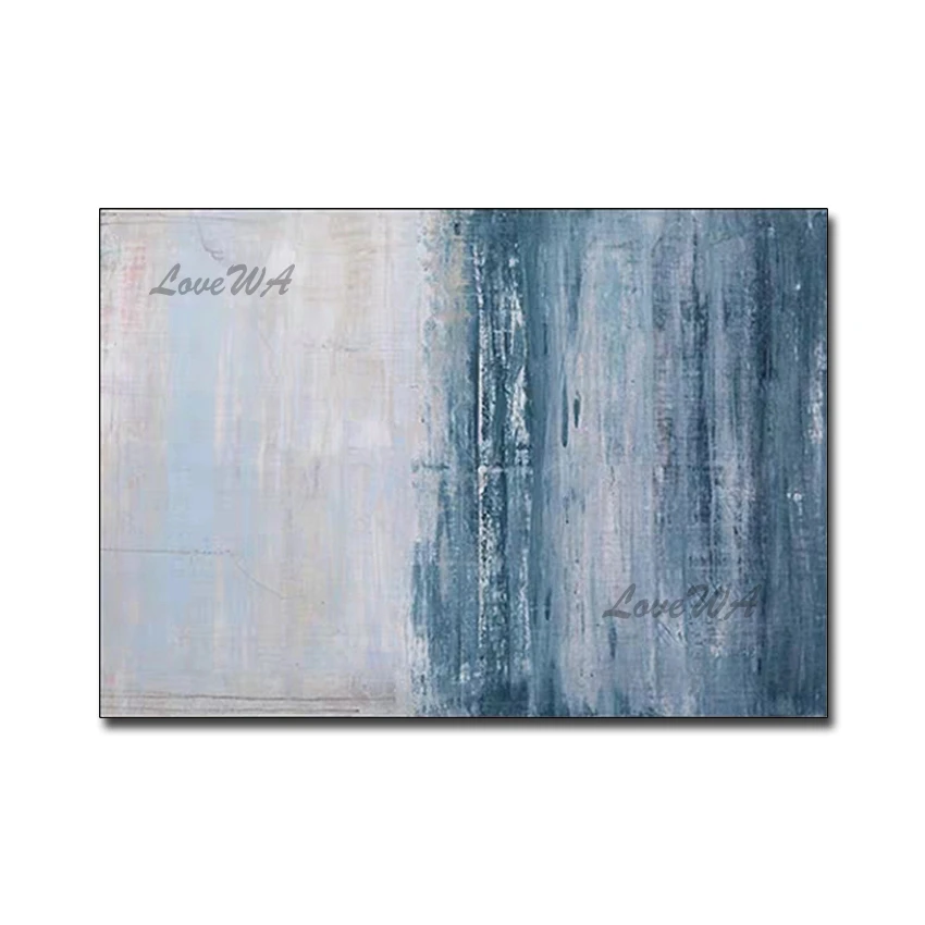 

Blue Textured Abstract Canvas Wall Art Hand-painted New Design Oil Painting Home Decor Unframed Acrylic Art Image For Bedroom