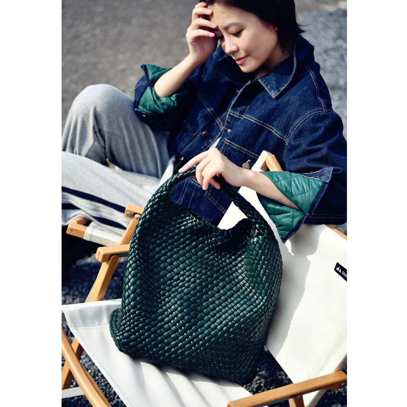 MICOCO D1988C Корейская Повседневная модная плетеная Сумка из воловьей кожи с большой