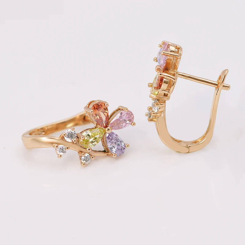 MxGxFam светильник лые разноцветные циркониевые цветочные серьги-кольца для женщин