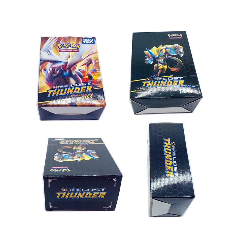 TAKARA TOMY Pokemon 100 шт. GX EX MEGA флэш-карта 3D версия LOST THUNDER карта Коллекционная для детей