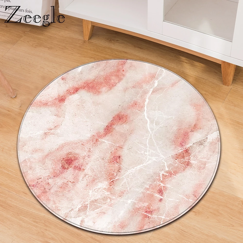 

Marble Pattern Round Rug Modern Rug for Living Room Anti-slip Kitchen Carpet Doormat for Entrance Door Office Chair Floor Mat