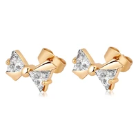 love annie aaa cz gold color bowknot stud earrings trendy womens earring girls cute earrings small gift