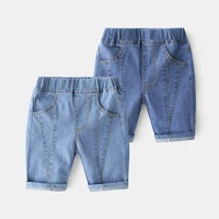 2021 summer new design 2 3 4 5 6 8 10 years children clothes handsome pocket elastic capris jeans denim shorts for kids baby boy