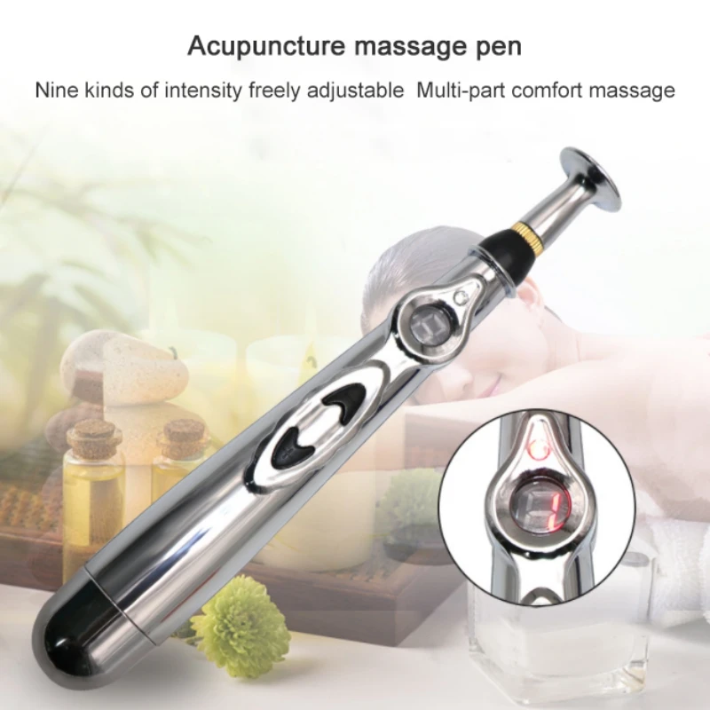 

Acupoint Low Frequency Pulse Massage Acupuncture Pen Nine Gear Laser Physiotherapy Acupuncture Massage Pen - Color Box Metal