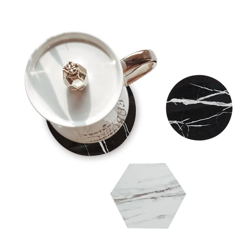 Creative PVC Marble Coaster Drink Coffee Cup Mat Tea Pad Dining Table Placemats Black White Chic Decoration 1PC New | Дом и сад