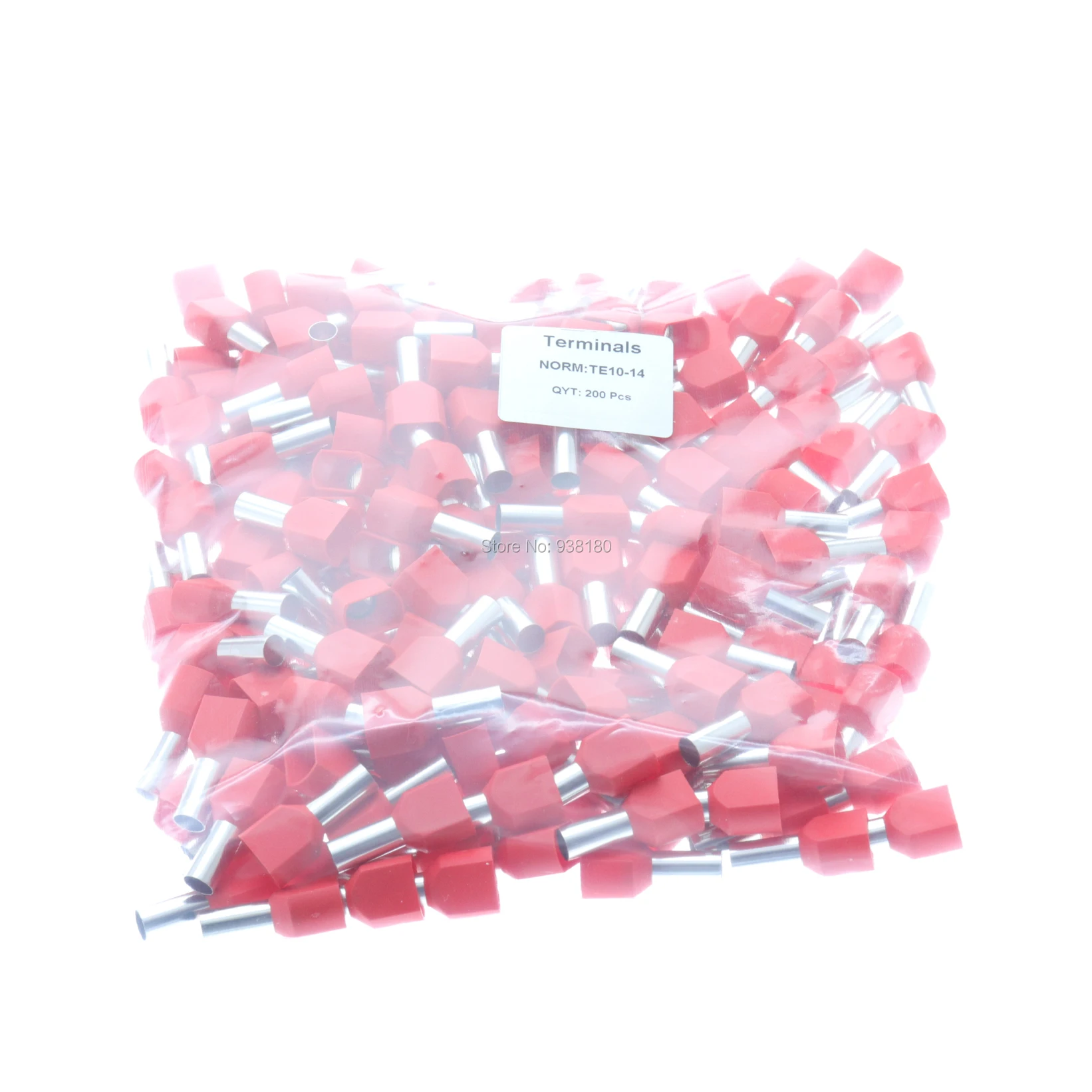 TE10-14, 200 шт., наконечники для проводов, наконечник с двойным шнуром, медный изолированный обжимной соединитель для двух проводов