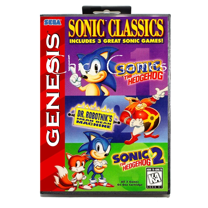 Sega MD игровая карта Sonic Classics aka Compilation для MegaDrive консоль 16 бит card|Картриджи| |