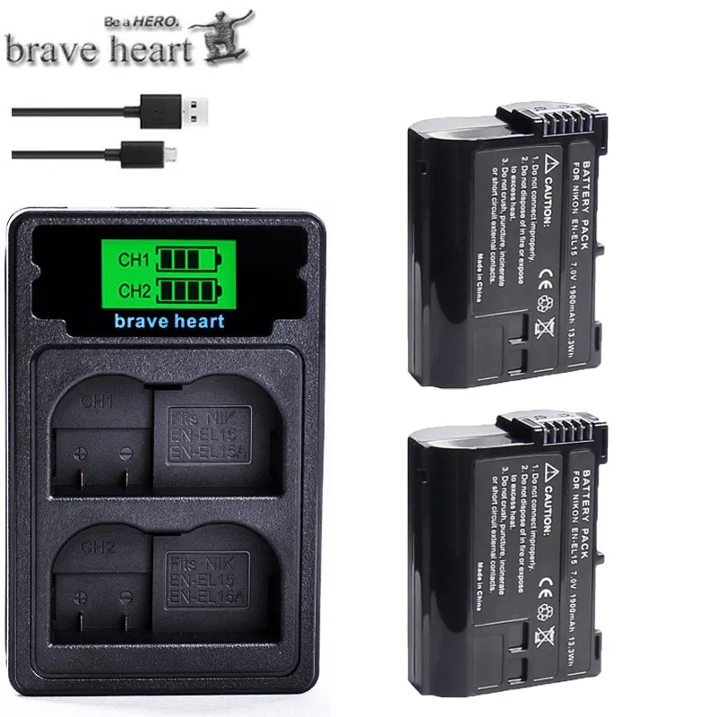 EN-EL15 EL15 EN-EL15a ENEL15a RU EL15a Батарея+ USB Dual Зарядное устройство для Nikon D850 D810 D810A D750 D500 D7500 D7200 D7100 - Цвет: charger and 2battery