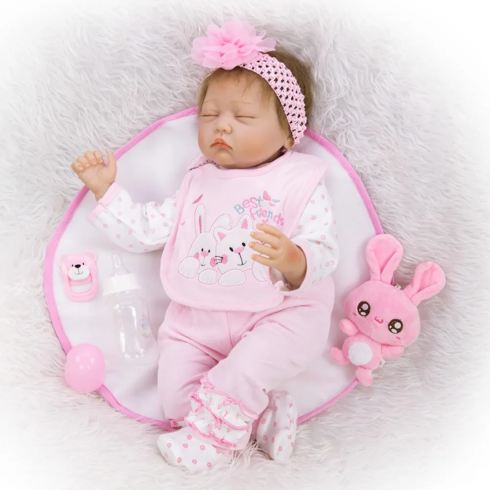 

NPK DOLL 55cm Silicone Reborn Sleeping Baby Doll Kids Playmate Gift for Girls real Alive Soft Toys for Bouquets Doll Bebe Reborn