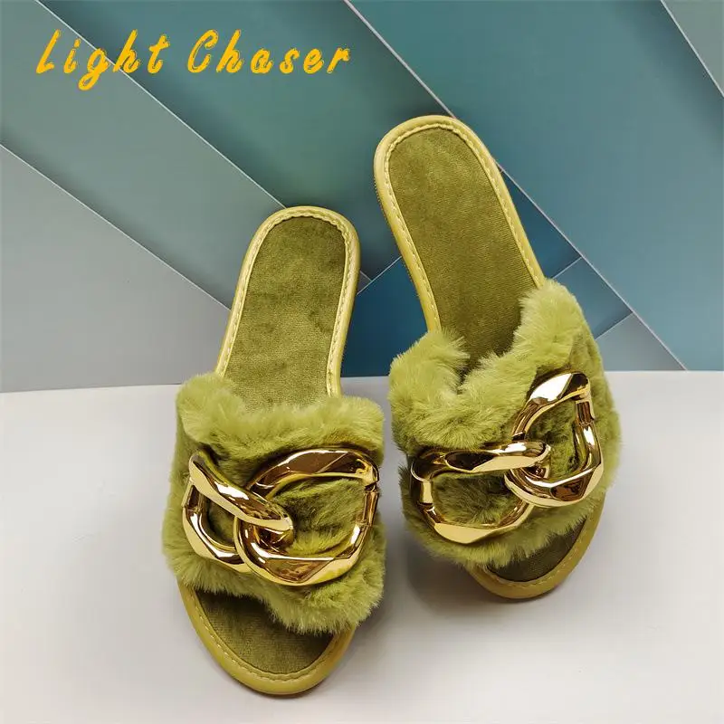 Winter Women's Slippers Thick-bottomed Fur Furry Slippers For Home Soft Platform Shoes 2021 Indoor House Warm Cotton Slippers