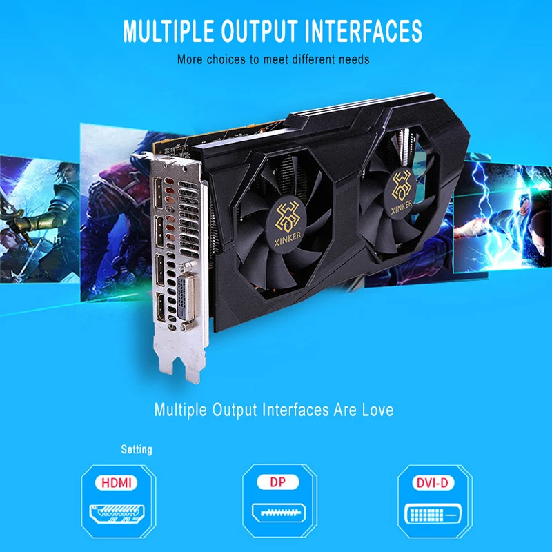 Для Radeon RX 580 видео игровая графика карта GPU 4G GDDR5 256bit PCI Express 3,0 Настольный 2048SP видеокарта добавить на HDMI б/у