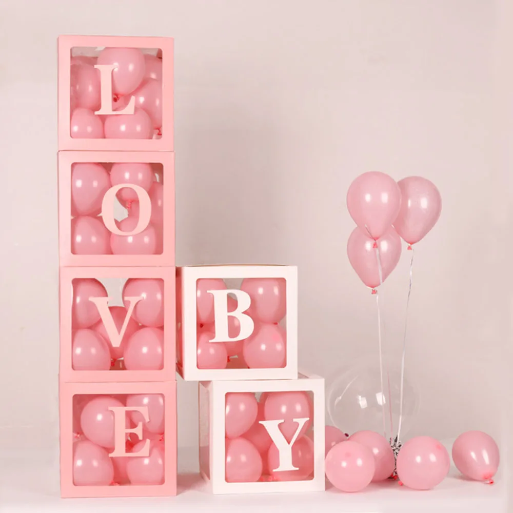 Прозрачная упаковочная коробка с наклейкой Baby/Love для воздушных шаров на свадьбу