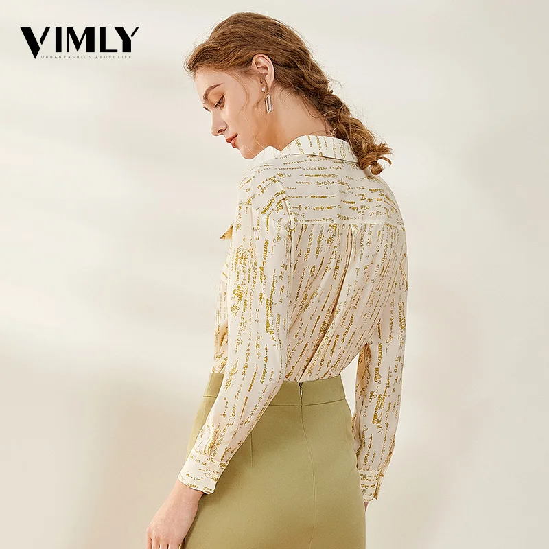 Vimly элегантные женские шифоновые блузки с принтом офисные рубашки длинным