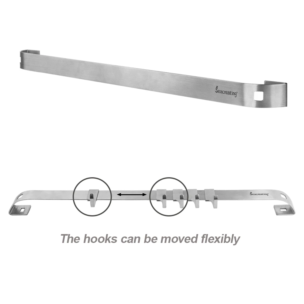 Seacreating 46 см домашнего хранения кухня рельса с 5 Крючки Настенный Кованого