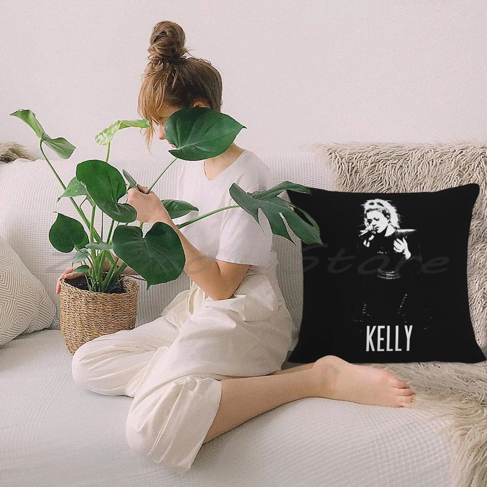 -Белый чехол из льняной плюшевой бархатной ткани с принтом на заказ наволочка