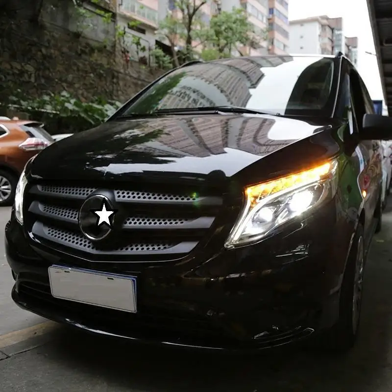 Указатель поворота, дневные ходовые автомобильные фары, светодиодные фары Drl для автомобиля, задние фары 17 18 для Mercedes Benz Vito