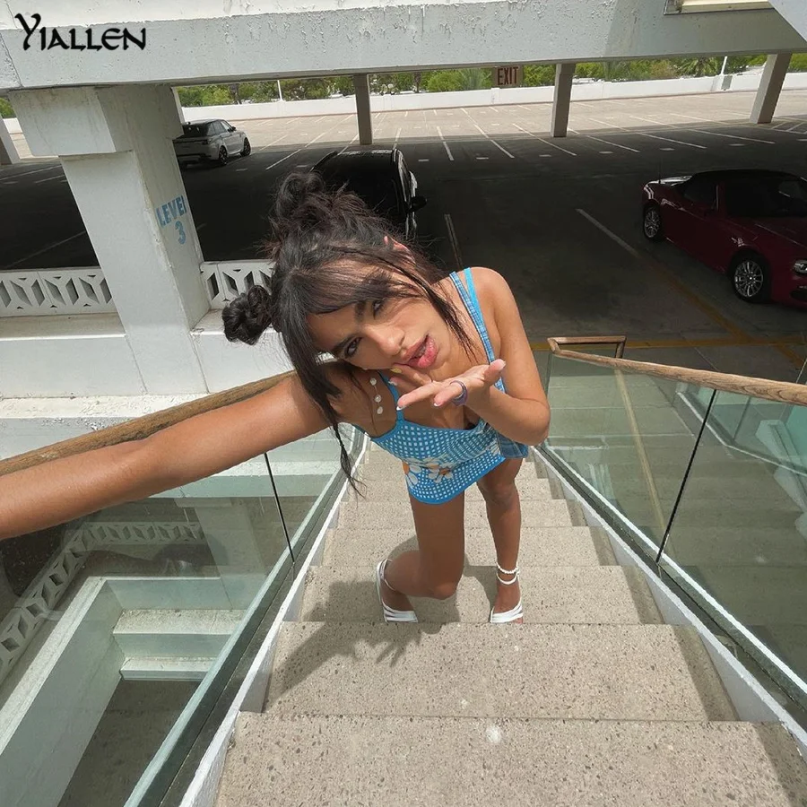 

Yiallen Summer Fashion Sexy Print Backless Halter Bandage Strap Mini Dress For Women New Beach Vacation Bar Party Dress Hot