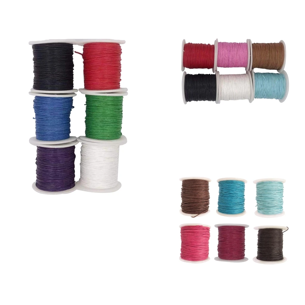 

80 Meters x 6 Rolls of Colors 1mm Jewelry Making Beading Crafting Macrame Waxed Cotton Cord Thread String