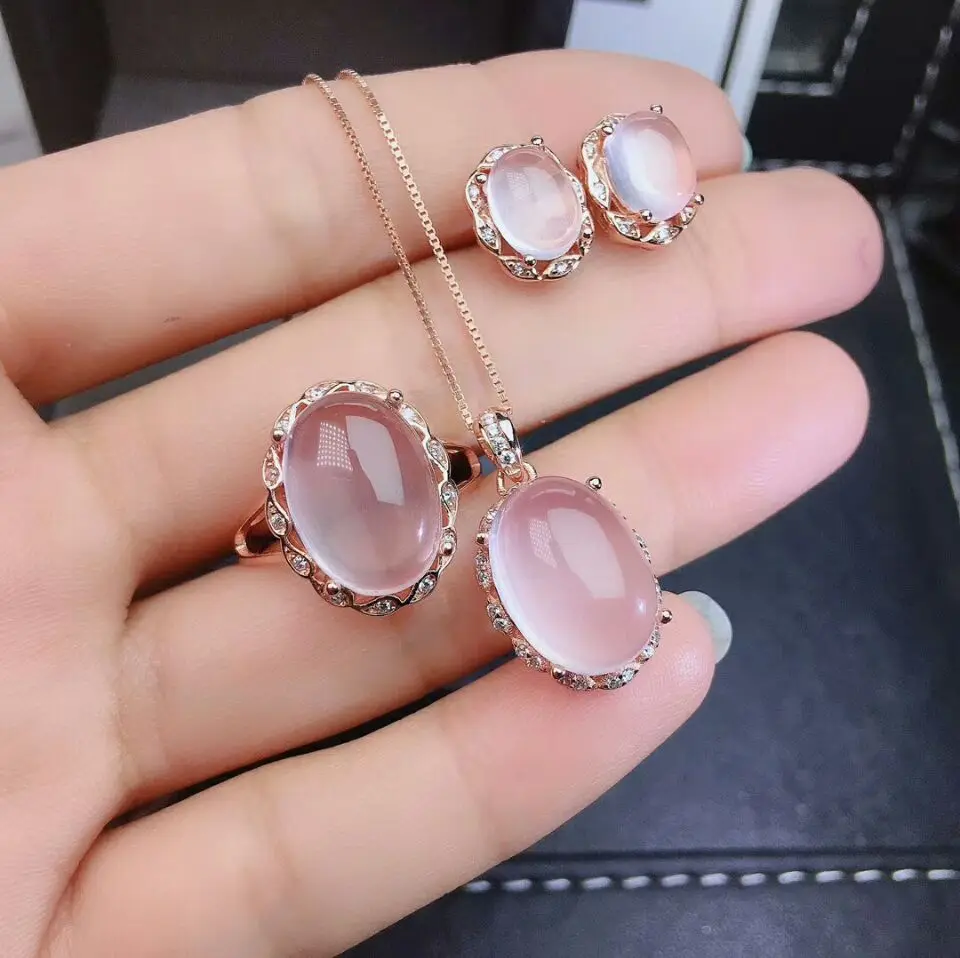 Женский комплект ювелирных изделий MeiBaPJ ожерелье серьги и кольцо из чистого