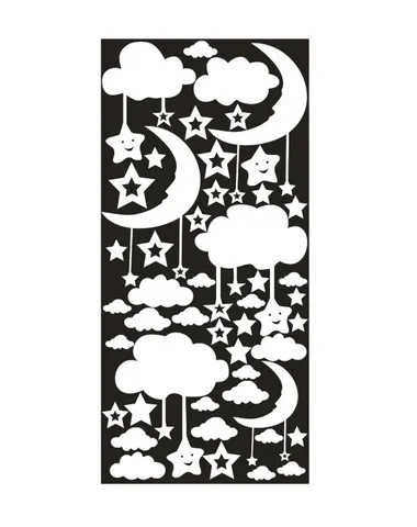 Мультяшные полые Звезды Луна облака наклейки на стену для детей детские комнаты художественная роспись домашний декор самодельные обои из ПВХ плакат