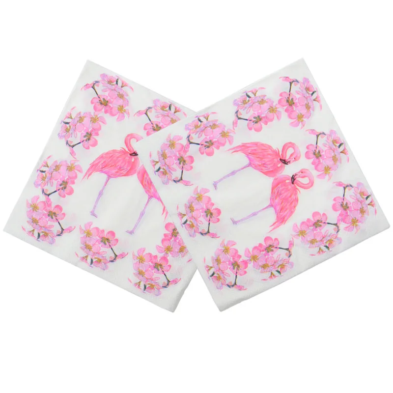 

20pcs/pack Pink Flamingo Paper Napkin Wedding theme Party paper towel Tissue Plum blossom baby shower kids Birthday party Decor