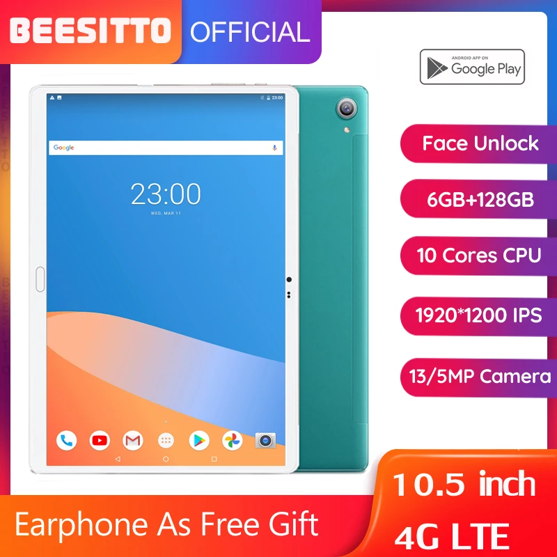 

Deca Core Tablet PC 10.5 inch 1920*1200 IPS FHD Screen 5G WiFi 6GB+128GB Storage Face Unlock 4G Phone Android Tablets планшет