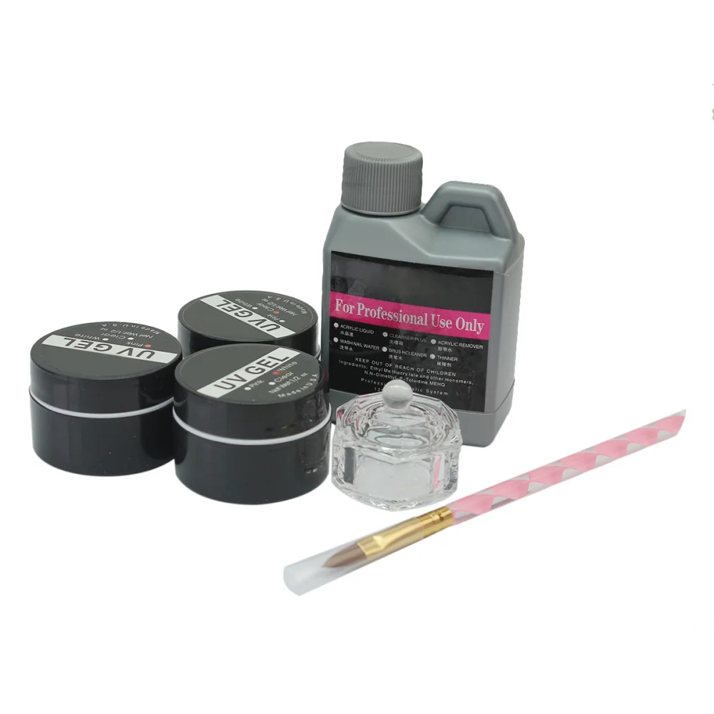 

6 PCS Professional Nail Art Tool Kit Set UV Gel Polish Acrylic liquid Supplies Tool 3 Color 120 ml