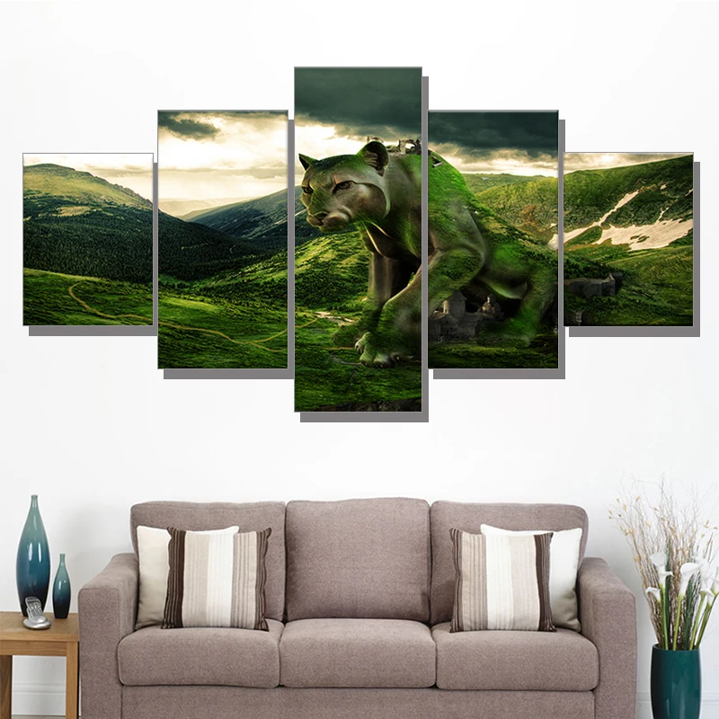 

Canvas Modular Home Modern 5 Pieces/Pcs Lion Statue Painting Decor HD Frame Tableau Print Wall Art Pictures For Living Room