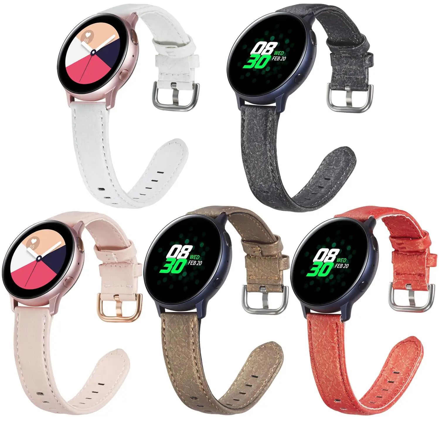 Ремешок кожаный для смарт-часов браслет Samsung Galaxy watch active 2 Gear S2 Huami Amazfit Bip GTS GTR 42 мм |