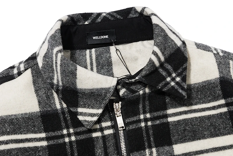

Woolen Coat Cotton Plaid Stitching Men and Women 2021 Fashion Wild Trend Casual Loose Spring and Autumn Woolen Coat