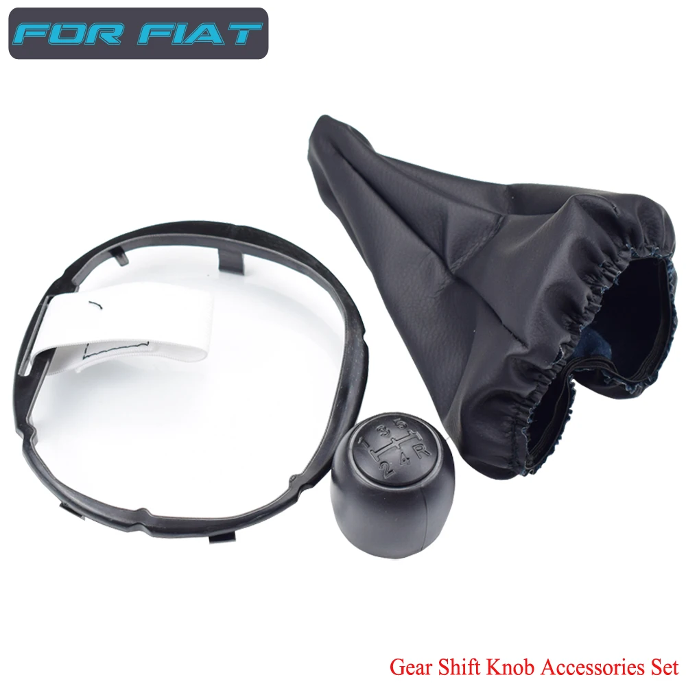 Черный/серый подходит для Fiat 500 500C 2007-2012/Panda 2003-2012 ручная 5 скоростей Ручка переключения передач с кожаным чехлом
