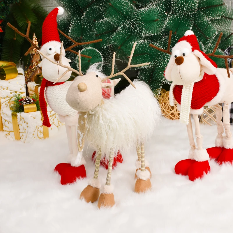 retractable christmas dolls reindeer christmas tree decorations xmas figurines new year gift regalos de navidad for home free global shipping