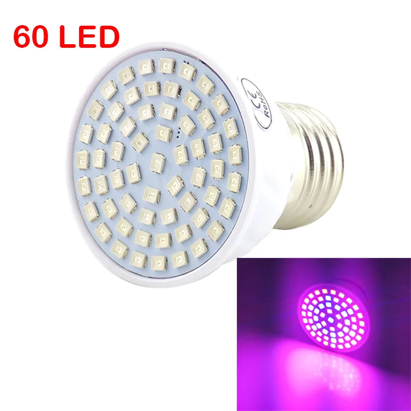60 led Полноспектральные светодиодные лампы для выращивания растений E27, лампы для выращивания растений, лампы для комнатной гидропоники, комнатный культиватор, растительный цветок, теплица - Испускаемый цвет: 60 led