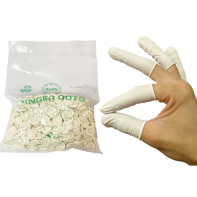 

50p Disposable Latex Finger Cots Non-toxic Antistatic Protector Fingertip Fingers Work Gloves for Beauty Manicure finger condoms