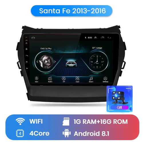 Junsun V1 2G+ 32G Android 9,0 для hyundai Santa Fe 3 2013- автомобильный Радио Мультимедиа Видео плеер навигация gps RDS 2 din dvd - Цвет: 1-16GB for wifi