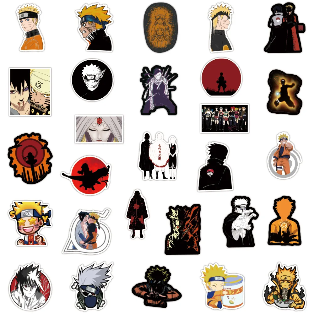 Pegatinas de Anime de NARUTO Uzumaki Sasuke Sakura Kakashi, pegatinas de dibujos para Snowboard, port&aacute;til, equipaje, resistente al agua, regalos, 5/10/100 Uds.-4