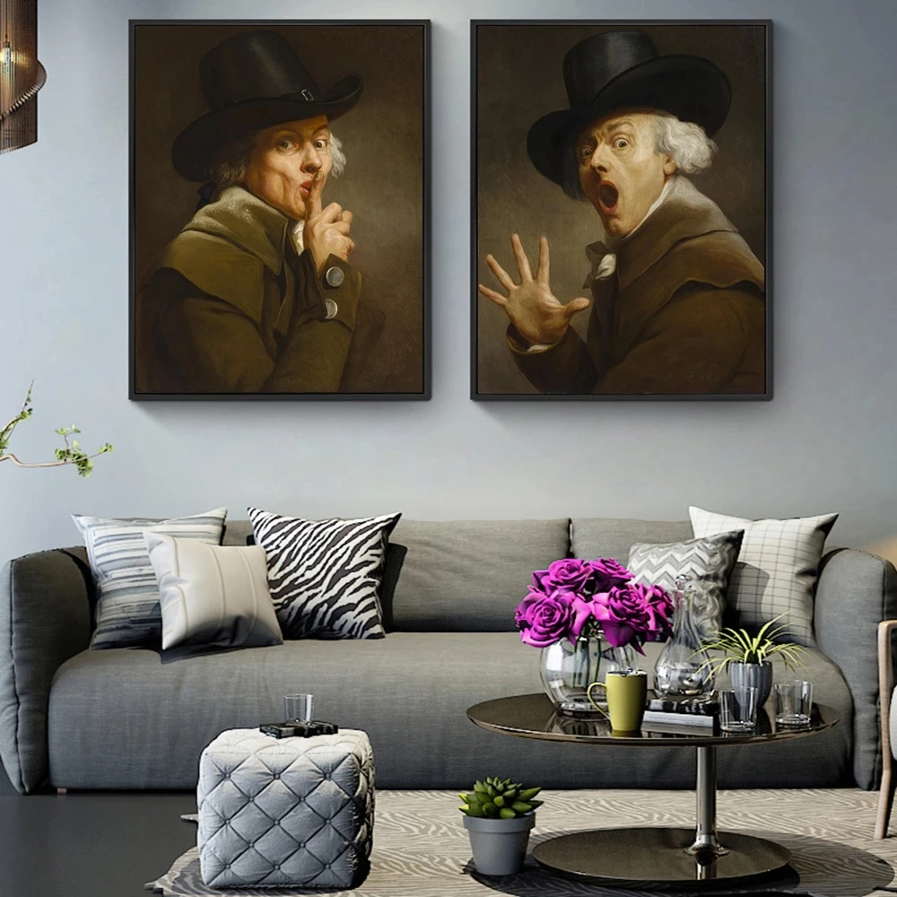 

Self-Portrait In Surprise and Terror By Joseph Ducreux Canvas Painting Wall Nordic Posters and Prints Wall for Living Room Decor