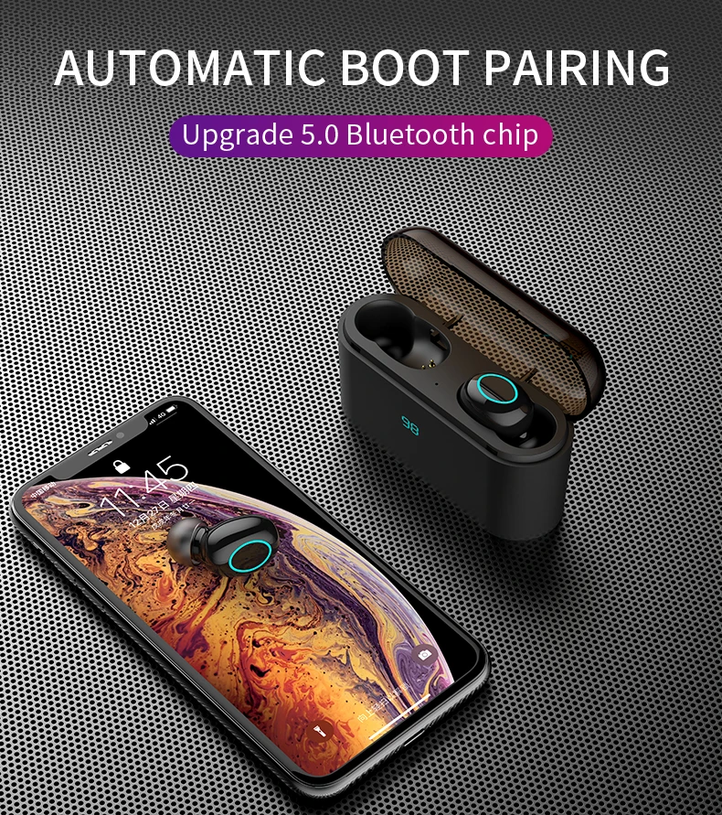HBQ Touch Bluetooth V5.0 наушники портативные TWS беспроводные мини наушники 3D стерео гарнитура 1500 мАч как внешний аккумулятор с светодиодный дисплеем